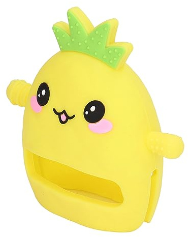 YUEHISY Mordedor de Silicona Amarillo para Bebés con Forma de Fruta para el Desarrollo Sensorial y Alivio Seguro de la Dentición para Bebés Manoplas de Dentición Portátiles para la Coordinación