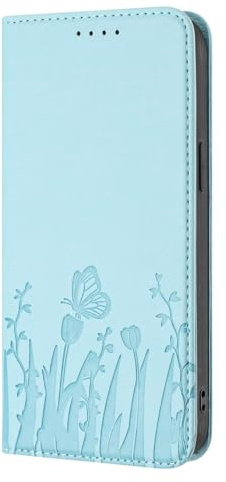 PONRFEKT Funda Cartera para Motorola Moto E40 / E30 / E20,Funda Libro de Cuero PU con Tarjetero,Cierre magnético,función Soporte y protección antichoques-Azul Claro