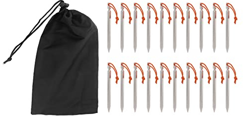Robuste Zeltheringe in V-Form, Camping-Heringe mit Seilen, Zeltzubehör aus 7075-Aluminiumlegierung, 18 cm ultraleichte Zeltheringe für Outdoor-Camping, Wandern, Rucksackreisen, (Silberweiß)