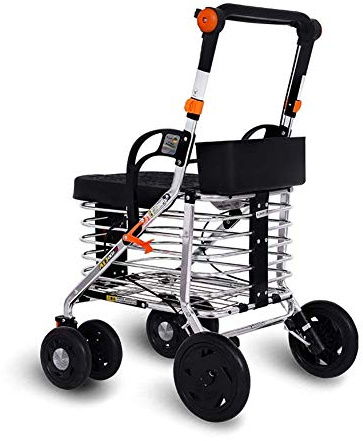 Folding Rollator with Padded Seat and Lockable Brakes - Lightweight Aluminium Mobility Aid for Easy Transport and Support