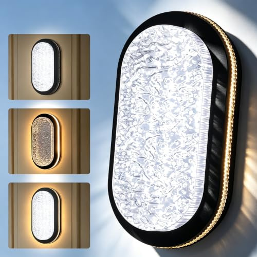 Aulaiyi Kellerlampe LED, 20W Ovalleuchte Neutralweiß 4000K Wandleuchte mit Nachtlicht, IP65 Feuchtraumlampe & Außenleuchte ldeal für Kellertreppe, Balkon, Keller, Waschküche, Terrassen, Schwarz, 2er