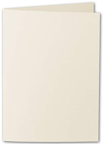 ARTOZ 25x DIN B6 Faltkarten - Chamois (Creme) gerippt 120 x 169 mm Klappkarten blanko - Karten zum selbstgestalten mit 220 g/m² edle Egoutteur-Rippung - Serie 1001