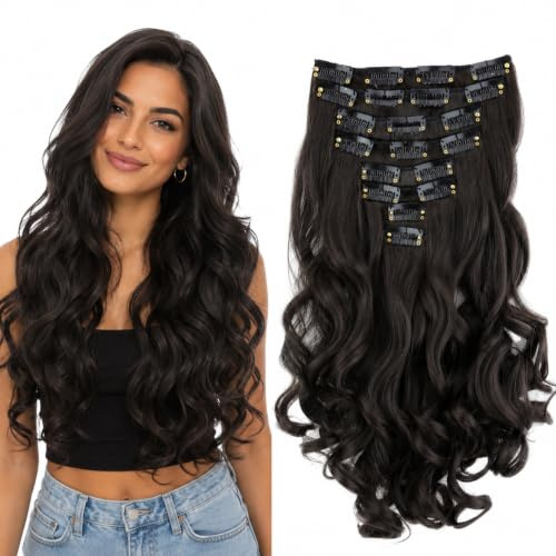 CAISHA XL 7er 45cm CLIP IN EXTENSIONS Haarverlängerung Schokobraun CE24-1