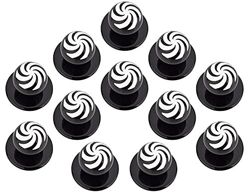 DESERMO 12x Kugelknöpfe für Kochjacken I Kochjackenknöpfe mit Spiral-Motiv I Knöpfe Made in Germany