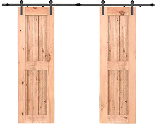 9FT/274cm Black Sliding Barn Wood Door Hardware Track Kit Track System for Double Door