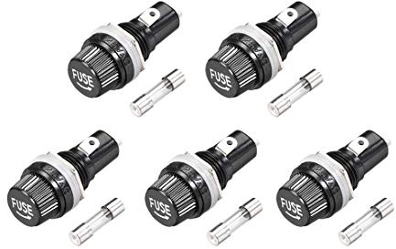 sourcing map Sicherungshalter mit Schraubverschluss, Wechselstrom 125 V/15 A, 250 V/10 A, mit 5 x 20 mm Glassicherungen, 5 Stück