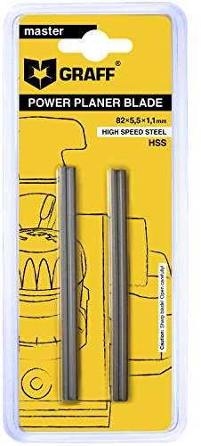 Hobelmesser 82mm HSS GRAFF, Master Holz Ersatzmesser für Elektrohobel. Echte High Speed Steel Wendemesser für Handhobeln gängiger Elektrowerkzeugmarken (2 Stück, 35°)