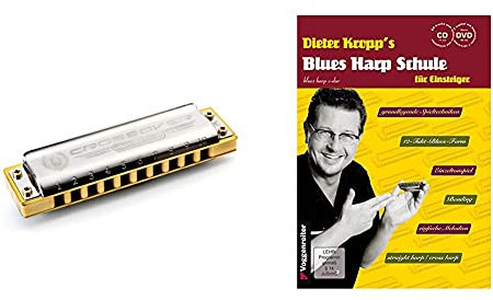 Hohner M2009016X Marine Band Crossover C Mundharmonika & Blues Harp Schule m. CD und DVD - Mundharmonika spielen für Einsteiger/grundlegende Spieltechniken/von einfachen Melodien
