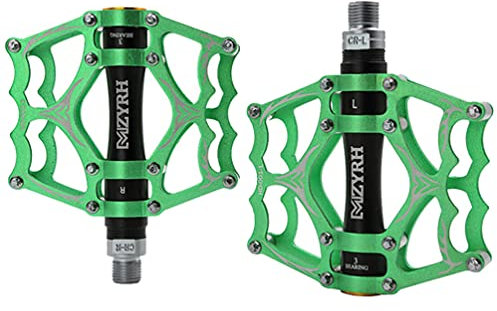 Misfox 3 Lager Fahrrad Pedale, Aluminiumlegierung Mountainbike Rennrad Plattform Radfahren Composite Leichte Wasserdicht Staubdicht Anti Rutsch MTB Pedalen 2# Grün Schwarz