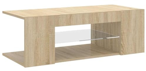 vidaXL TV Schrank mit LED-Leuchten Lowboard Fernsehschrank Fernsehtisch Sideboard HiFi-Schrank TV Möbel Tisch Board Sonoma-Eiche 90x39x30cm