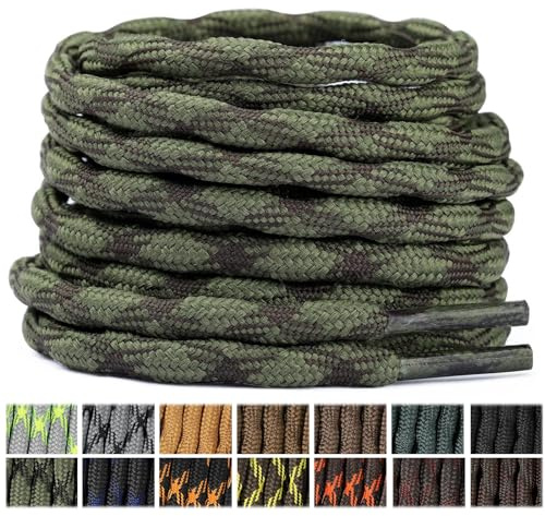 Stepace 2 Pares Cordones Redondos 4,5mm para Botas de Senderismo, Montaña y Trabajo, Cordones de Nylon Resistentes para Trekking