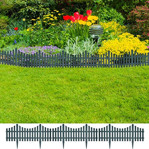 Atlojoys 17pcs Bordures de Pelouse Bordures de Jardin Grillage Frontalière de Pelouse Gazon Bord 10 m Vert