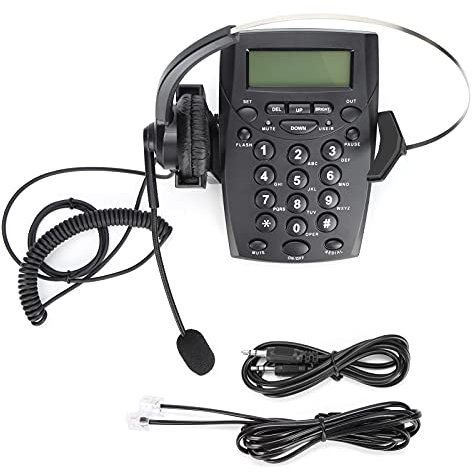HT800 Call Center Telefono con Filo, Telefono Cablato con Microfono Omnidirezionale Cuffie, Telefono Fisso da Scrivania per Ufficio e Casa