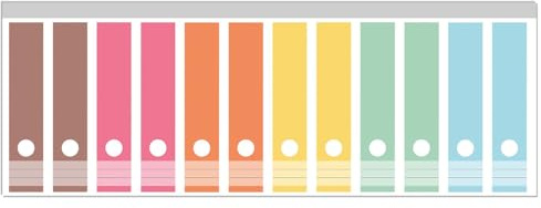 Wallario Ordnerrücken Sticker Regenbogen in Pastelltönen - Rückenschilder für 12 breite Ordner, Klebeetiketten
