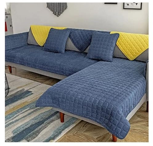 ZYYH Sofabezug Ecksofa Couchbezug Sofaiberwurf l Form Eckcouch 3/2 Sitzer Sofaschutz Schonbezug Sofaschoner rutschfest Hund Katze Sofabezügen- Blau (Color : A, Size : 90x160cm1pc)