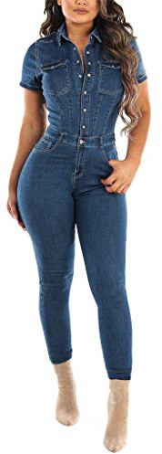 MaNMaNing Jumpsuit Donna Denim Elegante Tutina Cocktail MJ624