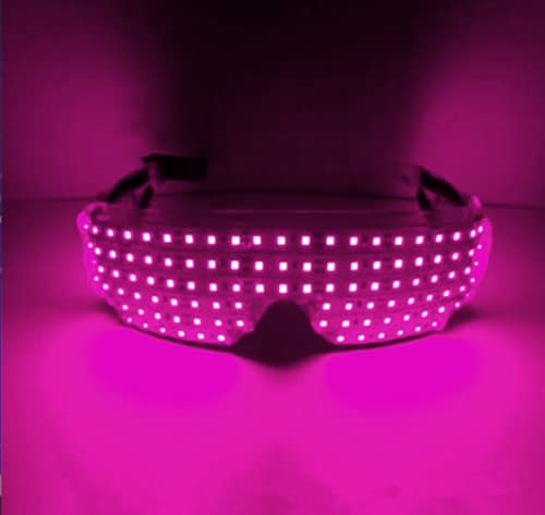 ABLIN LED Glasses, Light Up Glasses Visor Glasses Wireless El Wire Neon Rave Glasses for Cosplay Halloween Bars Clubs Parties (Louver, Pink)