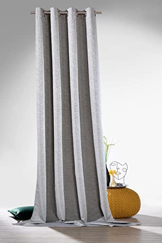 heimtexland ® Thermogardine Verdunkelungsvorhang Ösenschal Gardine Jacquard Blackout Beschichtung Deko Vorhang Blickdicht Isolierend HxB 245x135 Typ829 Anthrazit - Blätterranke
