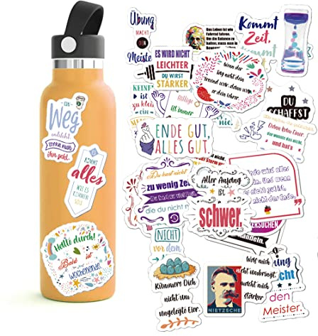 52 Stück Motivierende Vinyl Sticker | Motivationssticker Deutsch Sprüche-Aufkleber für Laptop,Wasserflaschen,Scrapbooking,Journaling