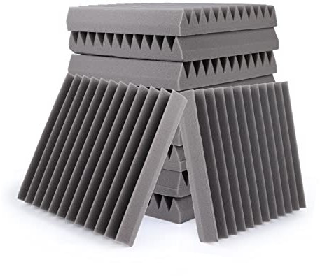 Sound Proofing Panels 12 Pcs Acoustic Panels, Sound Absorbing Panels 2 X 12 X 12 High Density Wedges Acoustic Foam Panels Fireproof Acoustic Wall Panels for Recording Studio, Home, Offices (Grey)