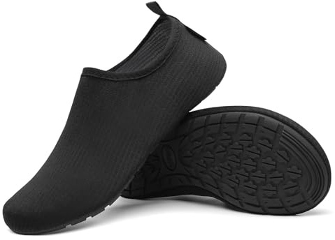 SAGUARO Chaussures Aquatiques Homme Chaussures d'eau Femme Chaussure de Plage Séchage Rapide Chaussures Plongée pour Mer Nautiques Baignade Riviere Noir Fumé Gr. 46/47 EU
