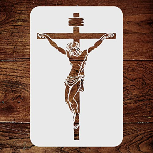 Kreuzigung Schablone, 21,59 x 35,56 cm (M) - christliches katholisches religiöses Kreuz Kruzifix Jesus Schablonen zum Malen Vorlage