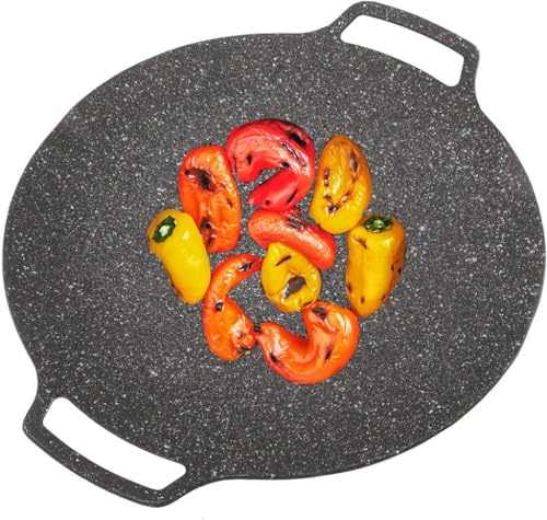 BORDSTRACT BBQ-Grillpfanne für Gasherd, elektrisches Kochfeld, Grillen im Innen- oder Außenbereich, runde koreanische Grillplatte, Bratpfanne mit Antihaftbeschichtung(Allgemeines 36cm)