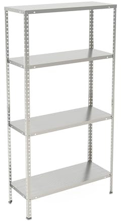 Relaxdays Scaffale in Acciaio Zincato, 150x75x30 cm, con 4 Ripiani ad Alta Portata 160 kg, per Garage e Cantina, Argento