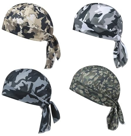 4 Pièces Casquette de Cyclisme Bandana Crâne Protection UV Camouflage d’Été Sous-Casque Foulard de Cyclisme Couvre-Chef pour Femmes Hommes Activités de Plein Air, Casquette de Crâne