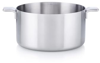 MasterPRO Alessi Bones - 28 cm Kochtopf - Hergestellt aus Edelstahl - Mattes Finish innen und außen - Gerader Körper - Messskala - Geschweißter hohler Gusseisen-Seitengriff - Induktionsgeeignet