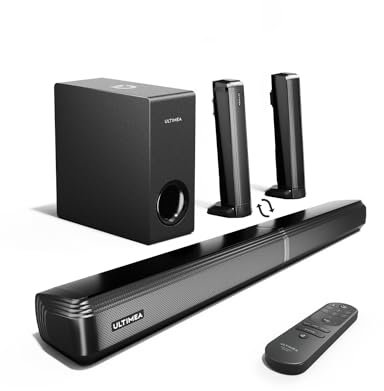 ULTIMEA 4.1ch Sound Bar for Smart TV with Subwoofer, App, Peak Power 200W, 2-in-1 Detachable Bluetooth 5.3 Soundbar, Bass Adjustable, 3 EQ Modes TV Sound Bar, ARC/Optical/Aux, Apollo S50 2025 Version