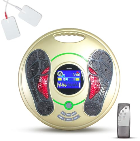 Fishtec - Stimulateur Musculaire Anti Douleurs Impulsions Électriques avec 99 Niveaux d'Intensité et 25 Programmes Fourni 4 Pads Télécommande Grand Écran LCD