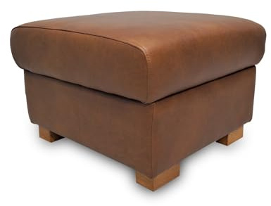 Quattro Meble Italienischer Lederhocker mit Massivholzfüßen Echtleder Hocker aufklappbar mit Stauraum Sitzhocker Rindsleder Sitzwürfel Fußhocker Polsterhocker Echt Leder Puff (60 x 55 x H-40 cm)