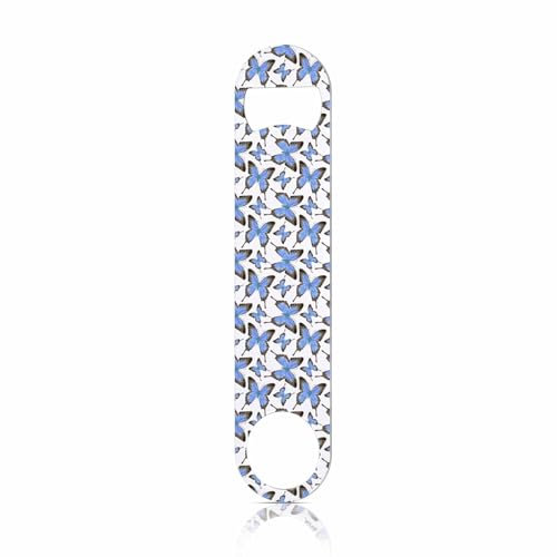TASDANA Butterflies Stainless Steel Bottle Opener Elegant Blue and Gray Wings Romantic Garden Summer Nature Flat Beer Bottle Opener Keychain for Home Kitchen Bar Restaurant Party Birthday Gift