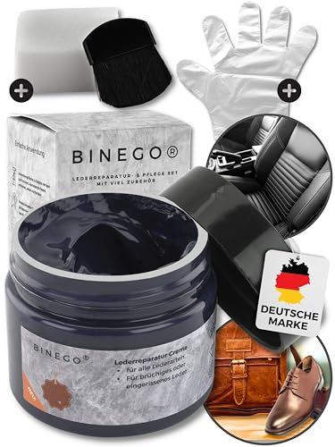 Binego® Lederreparaturset Leder & Kunstleder Reparatur Set | Lederreparatur Flüssigleder Lederfarbe Reparieren Reparaturset Aufbereitung | Farbe Blau Dunkelblau