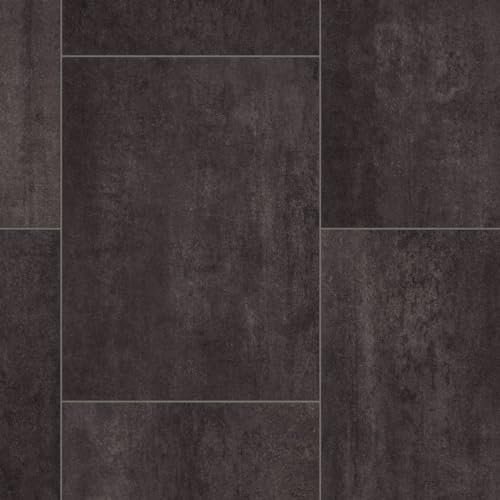 VINYL FLOORING UK Black Tile Effect Anti-Slip Vinyl Flooring For LivingRoom, Hallways, Kitchen, 2.8mm Thick Cushion Backed Vinyl Sheet, Waterproof Lino Flooring-1m(3'3) X 2m(6'6)-2m²