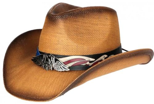 Nyls Création Cowboy-Hut, Braun, Stroh, Country, USA, Qualität, Prestige Ballad, Größe: Einheitsgröße – Farbe: Braun – Unisex, braun, Einheitsgröße