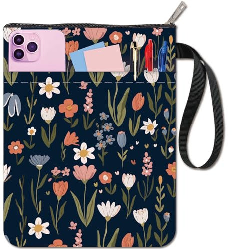 craspire Blumenbuchhülle Pflanzenschutz Buchumschläge Für Taschenbücher Waschbarer Buchumschlag Aus Stoff Mit Reißverschluss Und Zusätzlicher Ärmeltasche Für Buchliebhaber Klassenkameraden Freunde