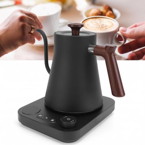 Bouilloire électrique 1200 W Col de Cygne, Contrôle de la Température de la Bouilloire à café, Théière électrique avec Minuterie à écran LCD, Acier Inoxydable 304 (Prise UE 220V)