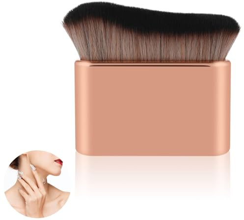 Bkemkri Brocha Autobronceadora, Brocha Kabuki, Suave Aplicador de Brochas Autobronceador Profesional Portátil Brocha Bronceadora Base Brochas de Maquillaje Corporal para Rostro y Cuerpo (Oro Rosa)