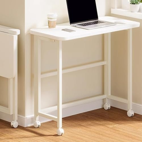 CUXAHO Beistelltisch, Klappbar Tablett Tisch Sofatisch mit Rollen,mobiler Holz Couchtisch Kaffeetisch, Wohnzimmertisch,Nachttisch Stauraum für Schlafzimmer, Wohnzimmer(100x50cm)