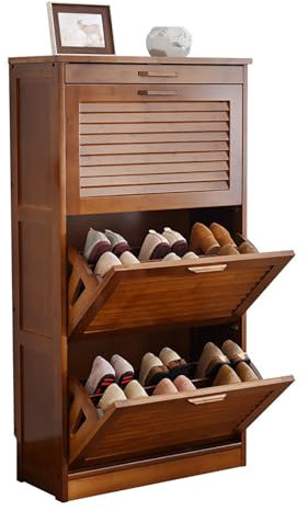 Schuhschrank mit Schubladen, Schuhkipper für Flur Eingangsbereich Klappen Schuhkommode Schuhregal Kommode Schuh-Kipper Garderoben-Möbel Schuhaufbewahrung für 12-18 Paar Schuhe(Size:63.5X29X119.5CM)