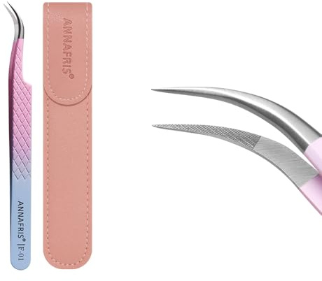 ANNAFRIS Pinzas para Pestañas Pinzas Pestañas Pelo a Pelo, Precisión Pinza Pinzas Extensiones Pestañas Lash Tweezers Profesionales(F01)