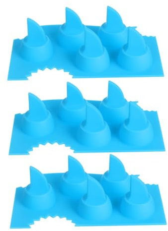 BEBEMOKO 3pcs Silicone Shark Fin Ice Cube Mold Ice Cube Trays Funny Reusable Mould for Cocktails Tea Freezer