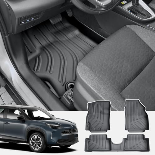 CDEFG Kompatibel med Toyota Yaris Cross Hybrid 2021–2024 2025 golvmattor TPE bil vattentät lätt att rengöra premium allväder gummimattor fram och bakmattor Yaris Cross hybrid tillbehör
