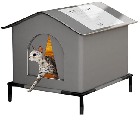 Waterproof Outdoor Cat House Shelter - Elevated, Insulated for Multiple Cats, All-Seasons Feral Pet Tent