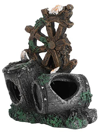 EXHUMKY Aquarium Dekoration Aus Harz Im Fass-Stil Aquarium Landschaftsornament Für Attraktive Gestaltung Sicher Für Fische
