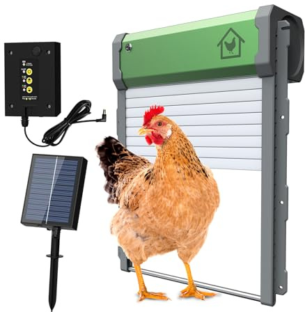 Automatic Chicken Coop Door with Timer, Remote Control, Light Sensor, Solar Powered for Chicken Coop, Aluminum Alloy