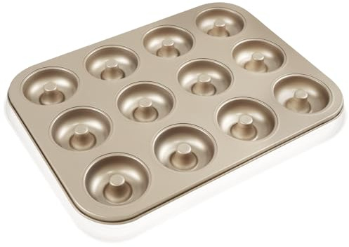 Mu Mianhua Doughnut Baking Tin 12 Cavity Doughnut Pan Doughnut Mould Non Stick Carbon Steel Baking Tray for Begal, Sandwich, Doughnut, Brownies, Doughnut