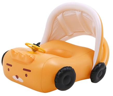 Kids Car Pool Float, Ride On Float with Sunshade Cover, Comfortable Inflatable Water Toy, Ideal for Toddler, Children Beach Days, Family Pools, & Summer Play Activities